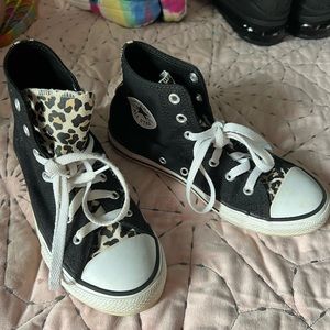 Girls black and leopard converse